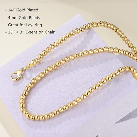 14K Gold Plated Dainty Choker Necklace for Women & Girls | Snake, Cuban Link, Pa - Picture 6 of 8